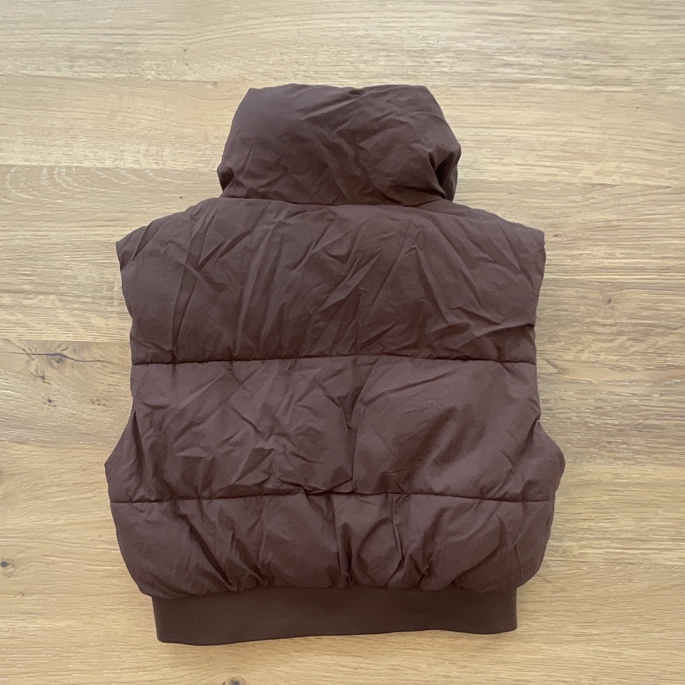 Women's Brown Cropped Puffer Vest Zara Style - Picture 3 of 5